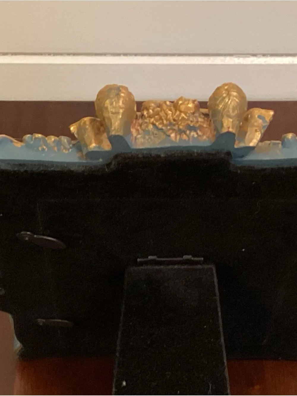 Ornate Gold and Teal Cherub Picture Frame - Decorative Home Accent